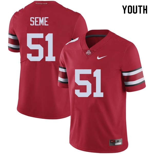 Ohio State Buckeyes #51 Nick Seme Youth College Jersey Red